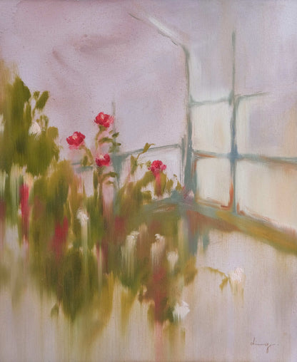 held in dusk light